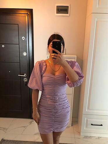 LİLA MİNİ ELBİSE