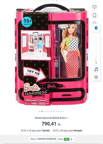 Barbie pembe dolap