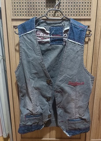 American Vintage Gri Düğmeli Kot Yelek