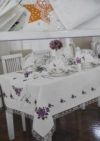 beyaz runner ve 12li pecete - Görsel 6