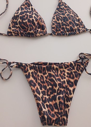 Leopar Desenli İpli Kadın Bikini