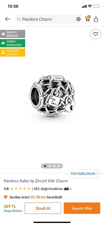 kilit pandora charm