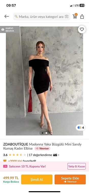 Kısa Madonna yaka elbise