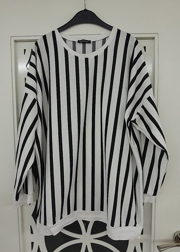 xl Beden Buyuk beden çizgili sweatshirt