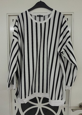 Buyuk beden çizgili sweatshirt