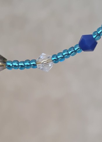 Swarovski Kristalli Mavi Yeşil Boncuklu Bohem Tel Bileklik - Görsel 7