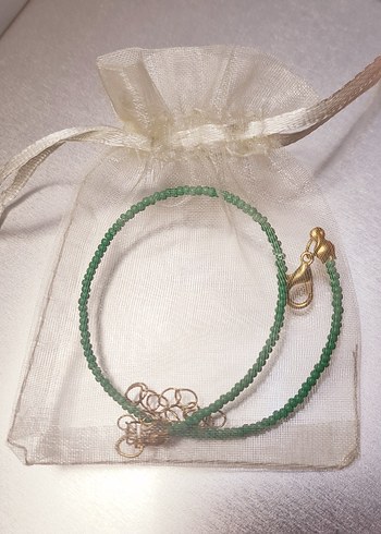 Yeşil Boncuklu Kadın Halhal - Uzatma Zincirli - Görsel 5