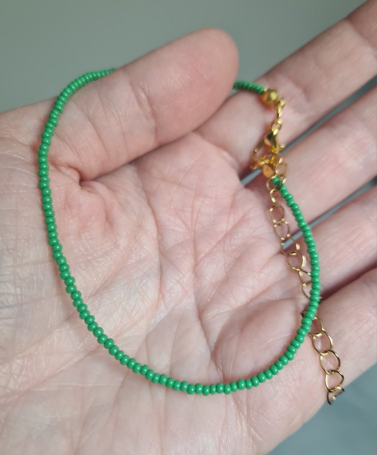Yeşil Boncuklu Kadın Halhal - Uzatma Zincirli - Görsel 4