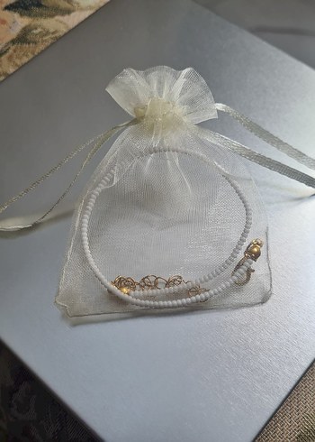 Beyaz Boncuklu Kadın Halhal - Uzatma Zincirli - Görsel 6