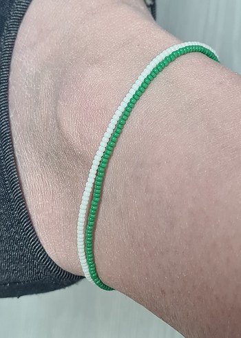 Yeşil Beyaz Boncuklu Kadın Halhal - Görsel 2