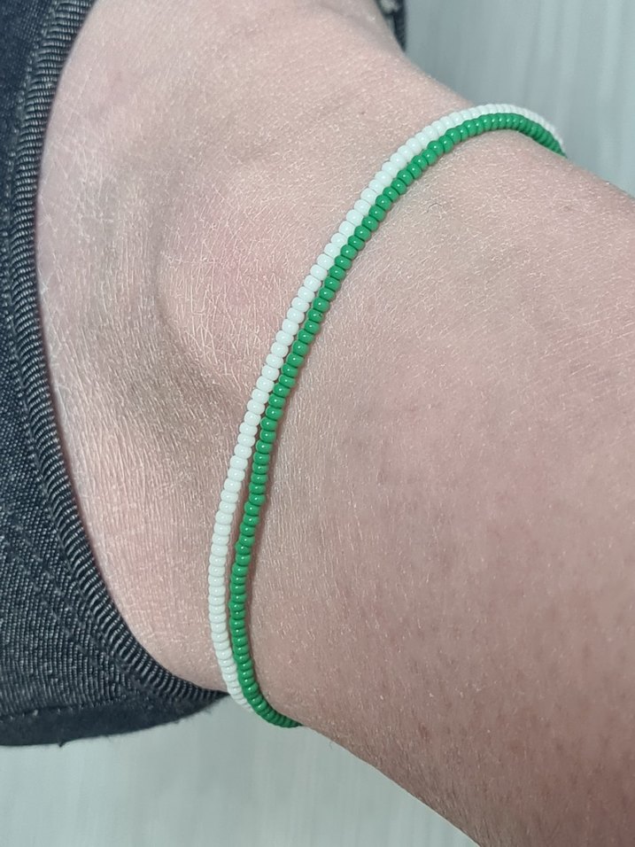 Yeşil Beyaz Boncuklu Kadın Halhal - Görsel 2