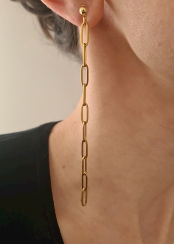 Ataç Zincir Altın/Gold Rengi Kadın Küpe, Altın Kaplama ve Çelik - Görsel 5