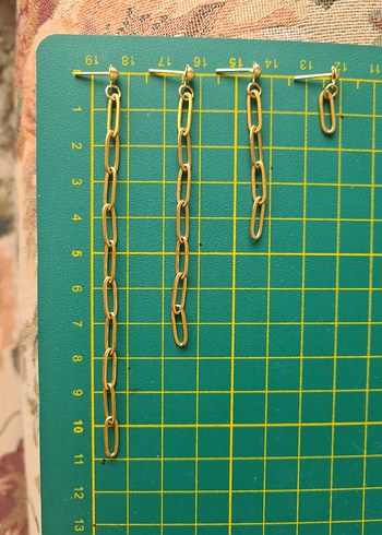 Ataç Zincir Altın/Gold Rengi Kadın Küpe, Altın Kaplama ve Çelik - Görsel 11