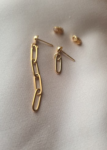 Ataç Zincir Altın/Gold Rengi Kadın Küpe, Altın Kaplama ve Çelik - Görsel 10