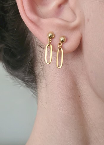 Ataç Zincir Altın/Gold Rengi Kadın Küpe, Altın Kaplama ve Çelik - Görsel 8