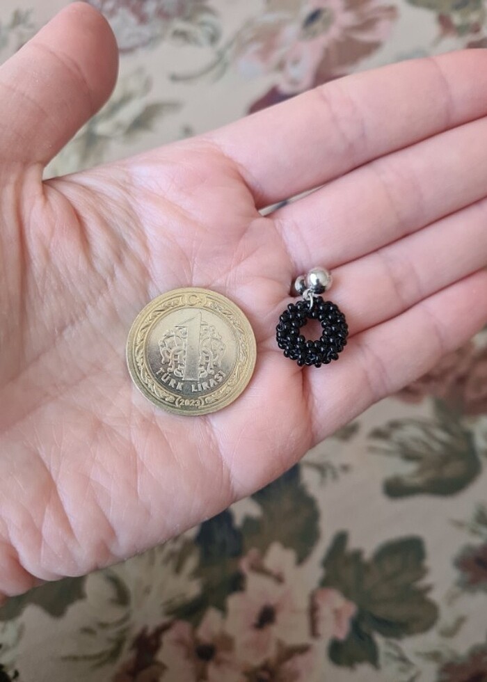 Nazo boncuk örme mor halka küpe (Herringbone benzeri) - Görsel 4