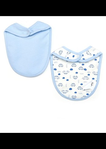 Mavi Baskılı Bebek Önlüğü 2'li Set - Görsel 2
