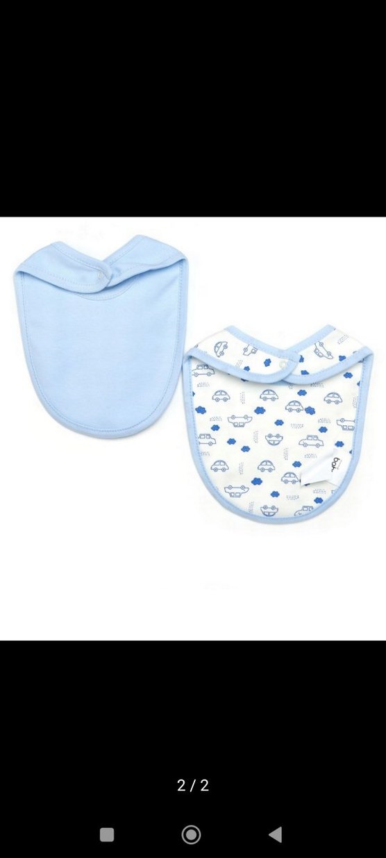 Mavi Baskılı Bebek Önlüğü 2'li Set - Görsel 2