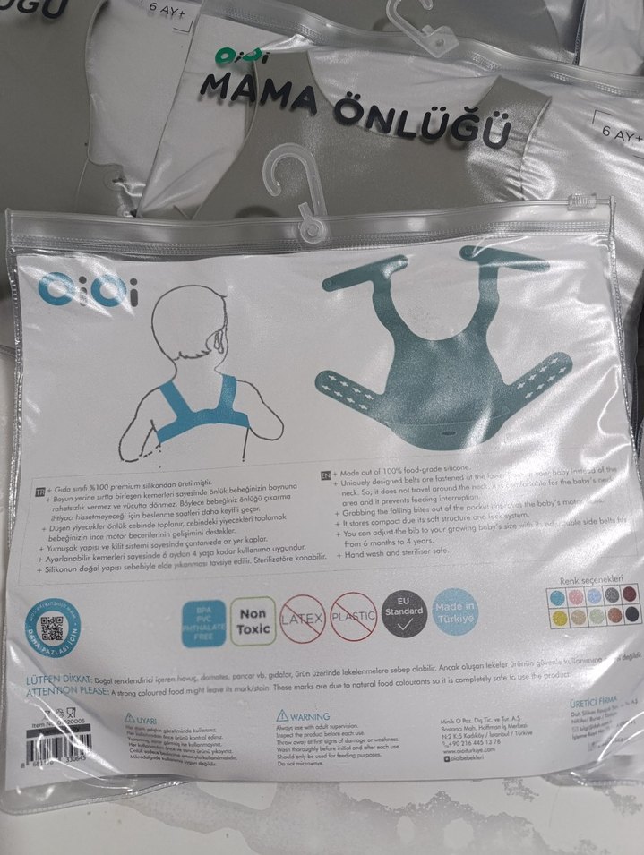 Gri Desenli Bebek Mama Önlüğü - Görsel 3