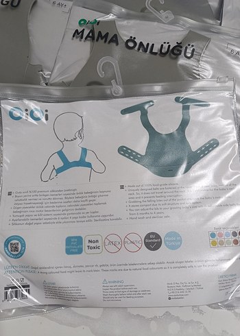 Gri Desenli Bebek Mama Önlüğü - Görsel 3