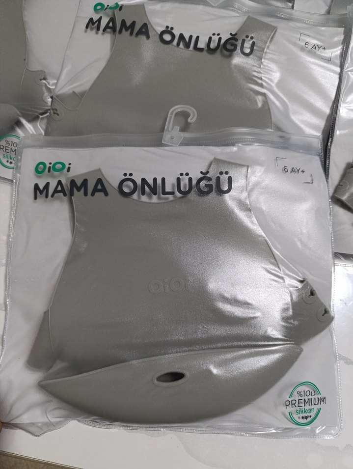 Gri Desenli Bebek Mama Önlüğü - Görsel 2