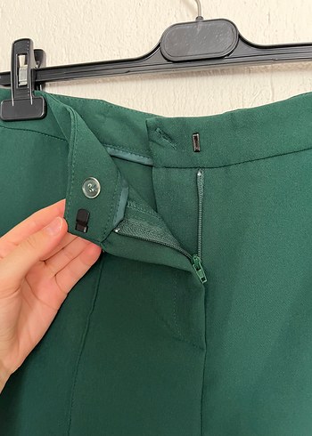38 Beden Yeşil İspanyol Paça Kumaş Pantolon