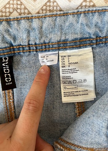34 Beden H&M düğmeli kot etek