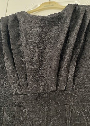 Siyah Drapeli Uzun Keten Elbise - Görsel 5