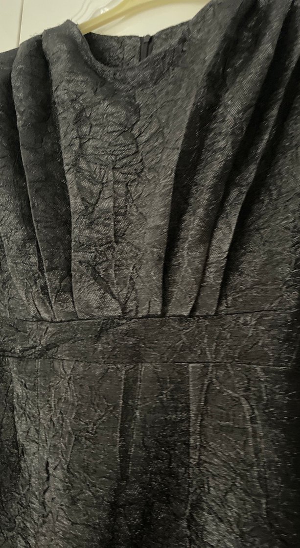 Siyah Drapeli Uzun Keten Elbise - Görsel 2