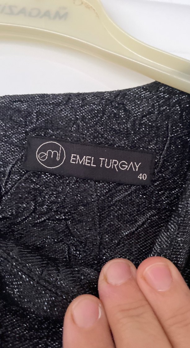 Siyah Drapeli Uzun Keten Elbise - Görsel 4