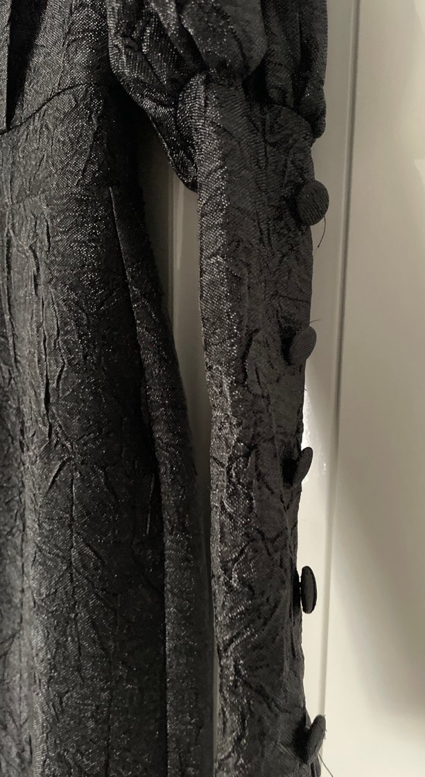 Siyah Drapeli Uzun Keten Elbise - Görsel 3