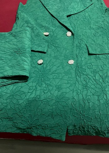 Yeşil Uzun  Kadın Ceket pontolon - Görsel 3