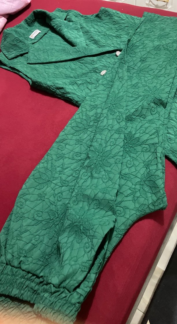 Yeşil Uzun  Kadın Ceket pontolon - Görsel 2