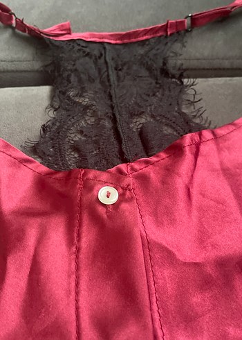 Pembe Gotik Mini İp Askılı Kadın Pijama Takımı - Görsel 3