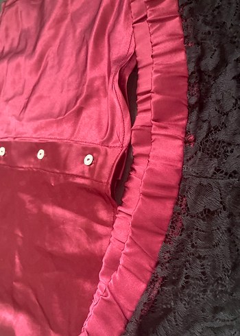 Pembe Gotik Mini İp Askılı Kadın Pijama Takımı - Görsel 2