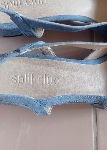 39 Beden Mavi Süet Tokalı Blok Topuk Kadın Stiletto