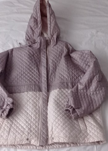 Kapüşonlu Gri Kadın Şişme Mont - Görsel 3