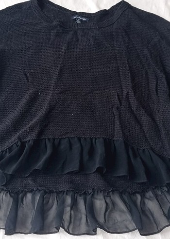 Siyah Kadın Fırfırlı Uzun Kollu Triko - Görsel 5