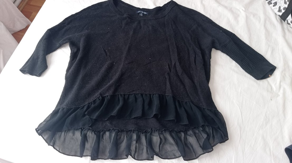 Siyah Kadın Fırfırlı Uzun Kollu Triko - Görsel 5