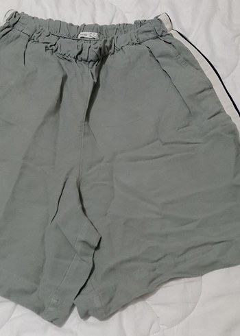 Gri Keten Kadın Mini Şort - Görsel 2