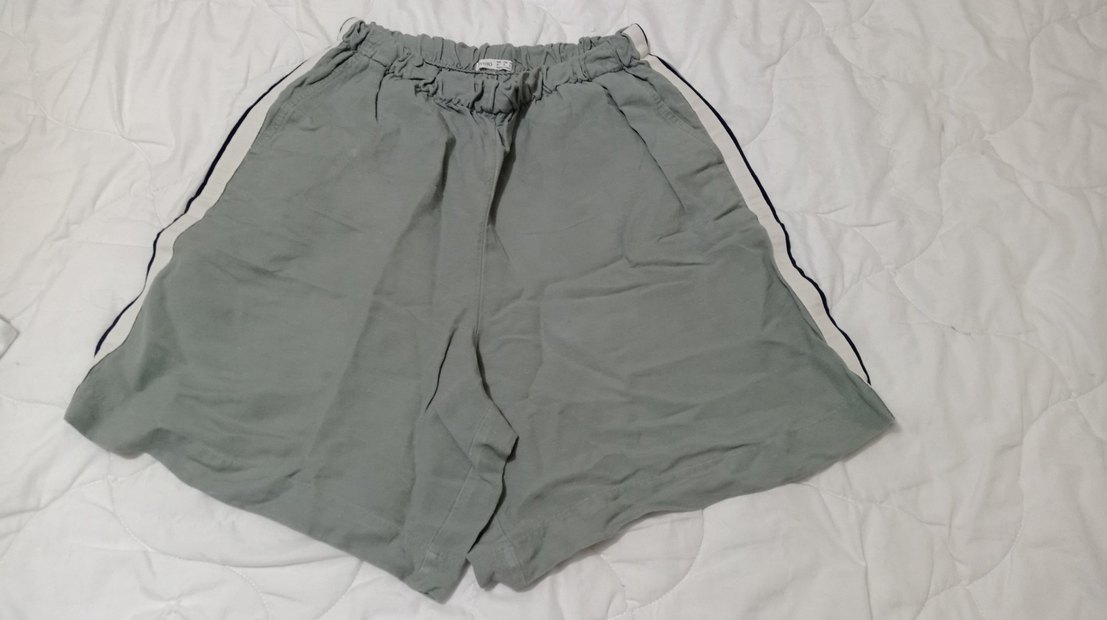 Gri Keten Kadın Mini Şort - Görsel 2