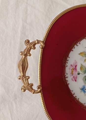 Vintage Kırmızı Çiçek Desenli Tabak - Görsel 8