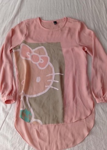 Kız Çocuk Pembe Uzun Kollu Baskılı Tişört - Görsel 3