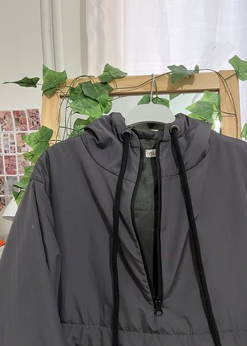 Gri Yüksek Yakalı Kadın Ceket - Görsel 4