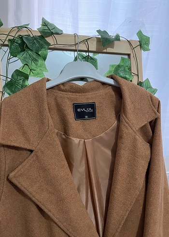 Bej Kadın Midi Yün Kaban Düğmeli - Görsel 5