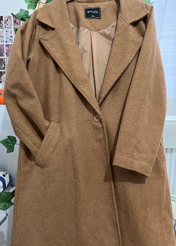 Bej Kadın Midi Yün Kaban Düğmeli - Görsel 2