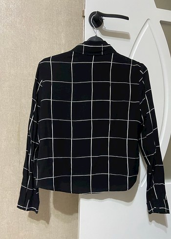 Kadın Siyah Kareli Uzun Kollu Gömlek - Görsel 3