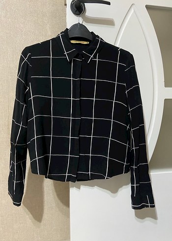 Kadın Siyah Kareli Uzun Kollu Gömlek - Görsel 2