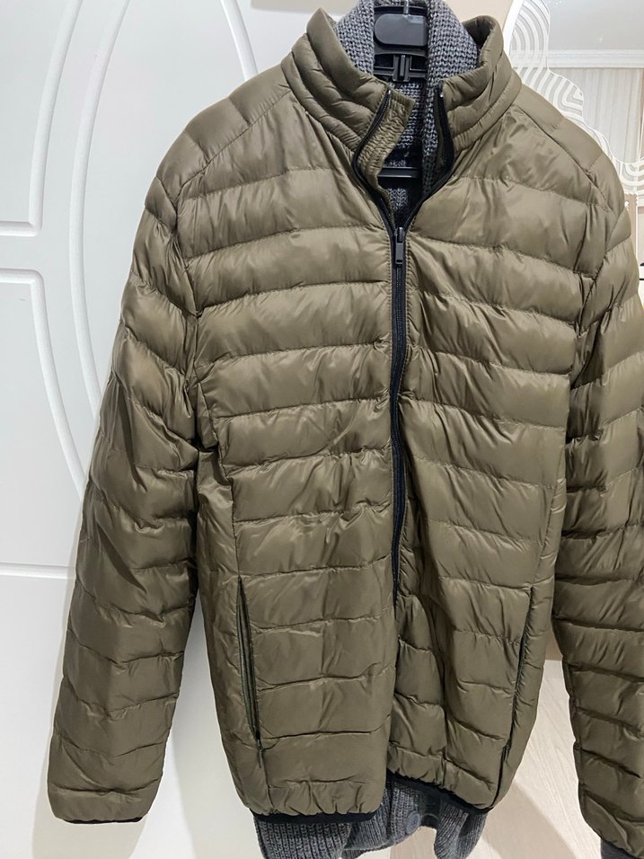 Haki renk Erkek Fermuarlı mont - Görsel 2