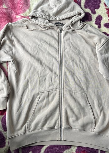 Kadın krem Kapüşonlu Fermuarlı Sweatshirt